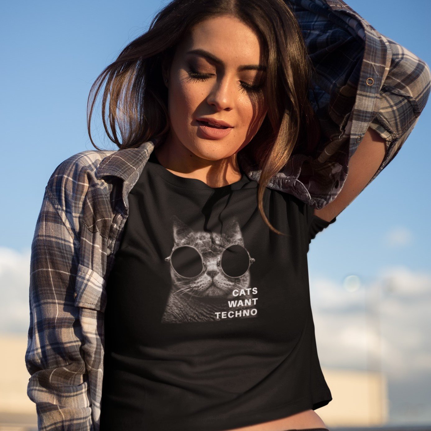 women Techno Crop Top, Techno Crop Top